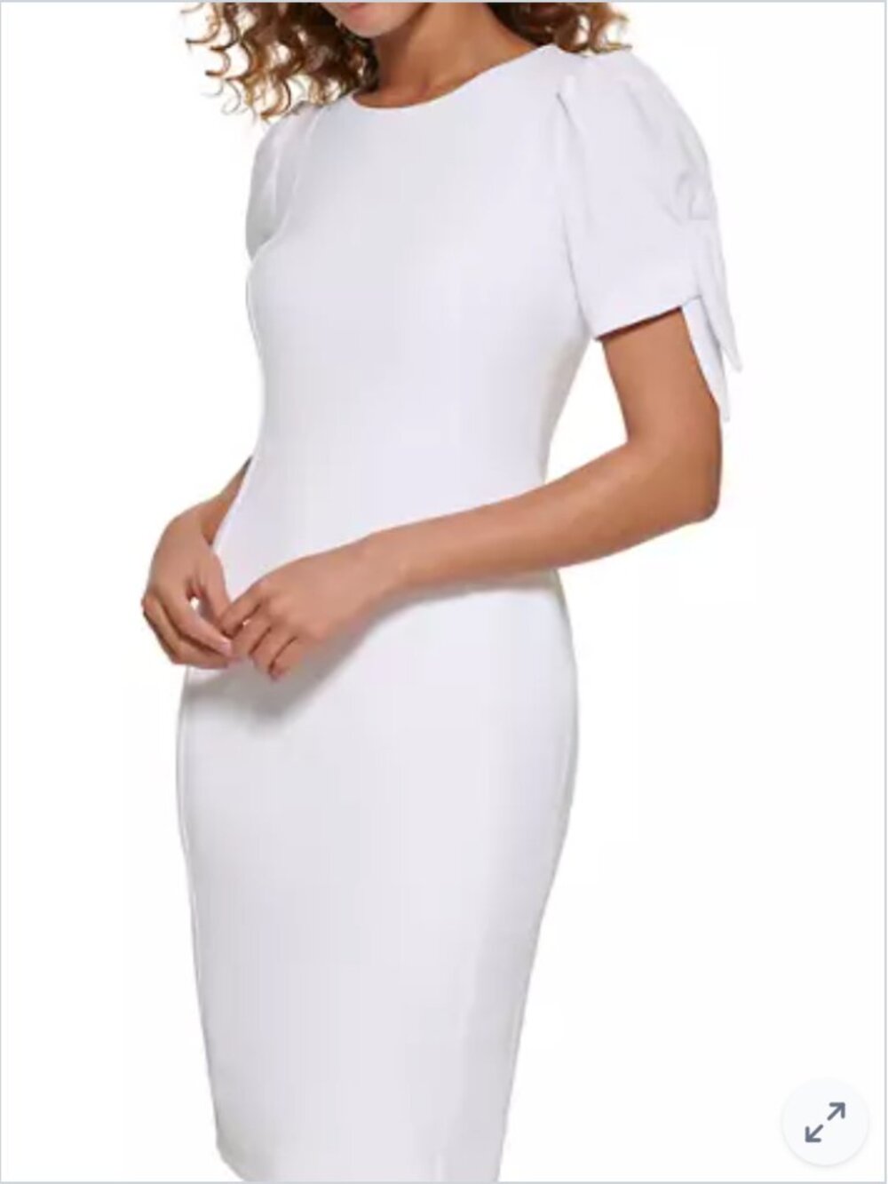 NWT Calvin Klein White Sheath Dress | Short Puff Sleeve with Ties | Size 18W